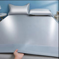 Ice Silk Cooling Mattress Pad set in Mist Gray